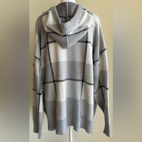 RACHEL RACHEL ROY HOODED GRAY PLAID KNIT SWEATER SZ 2X - Picture 7 of 12